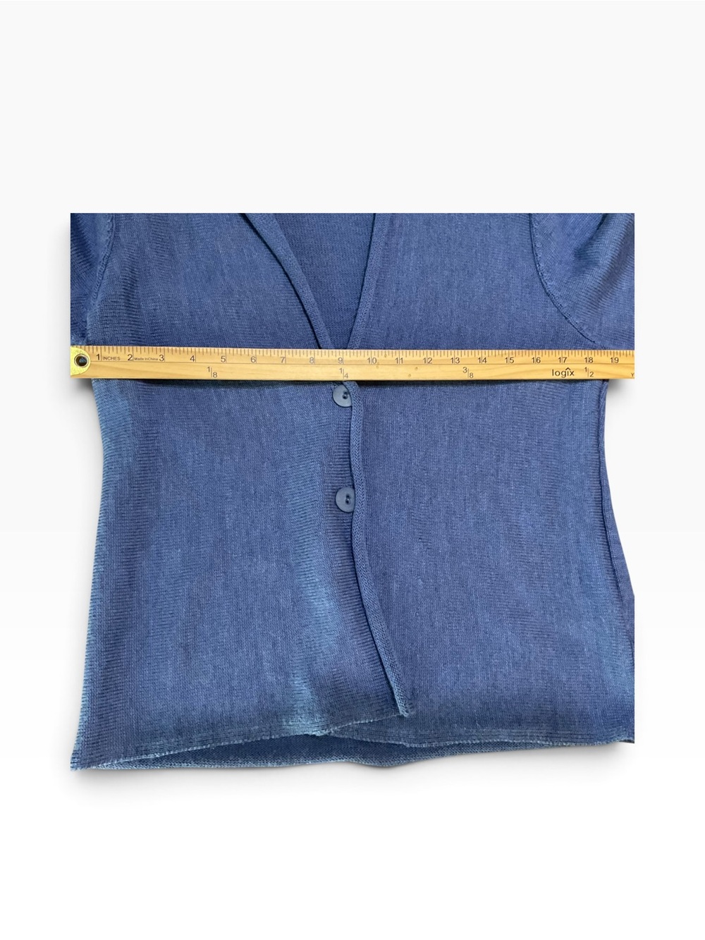 Eileen Fisher Blue 100% Merino Wool Button Front Cardigan Sweater S - Picture 8 of 8